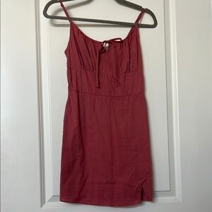 Dark Coral Adjustable Spaghetti Strap Dress w/pockets